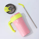 Garrafa Térmica Inoxidável com Tampa e Canudo