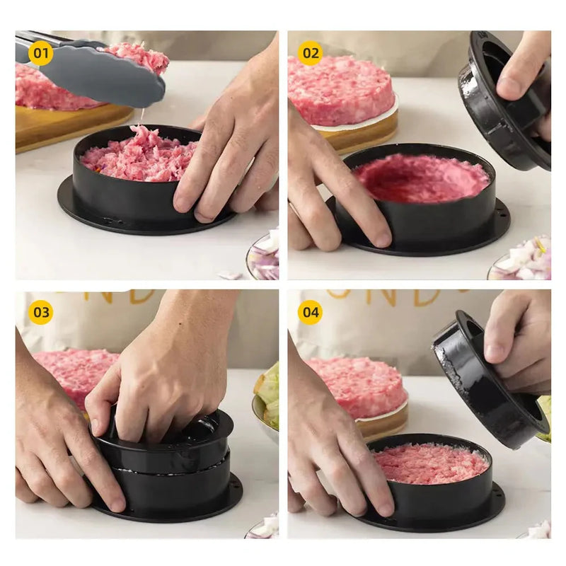 Forma de Hamburguer Prensa Modelador Gourmet 12x6cm 3 em 1