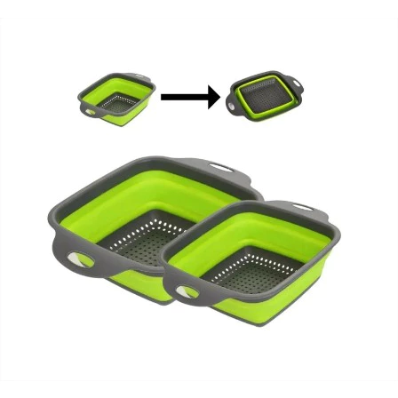 Escorredor Retrátil de Silicone para Lavar Frutas e Vegetais