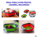 Escorredor Retrátil de Silicone para Lavar Frutas e Vegetais